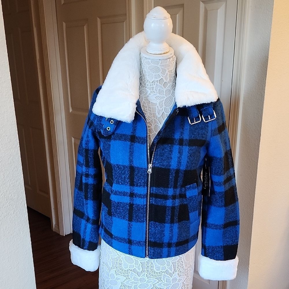  Plaid Bomber Jacket Edgy Y2K Grunge Cabincore Baddie Streetwear New Size XS.